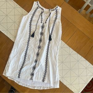Loft Summer Embroidered Tassel Dress, XS